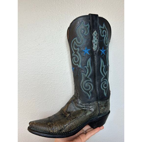 Lucchese 1883 Women's Western Cowboy Boots black & Blue Python Leather 7 - Picture 2 of 16
